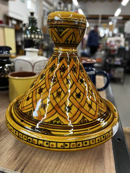 Imagen de Tajine Cerámica Amarillo Decorado Artesanal
